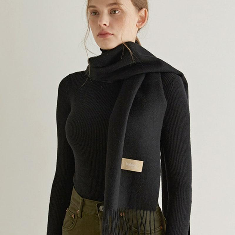 

halden wool color muffler (M007_black) black