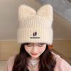 Japanese Cute Woolen Hat for Women in Autumn and Winter Fashion Versatile Ear Protection Pullover Hat Big Head Circumference Cat Ear Knitted Hat