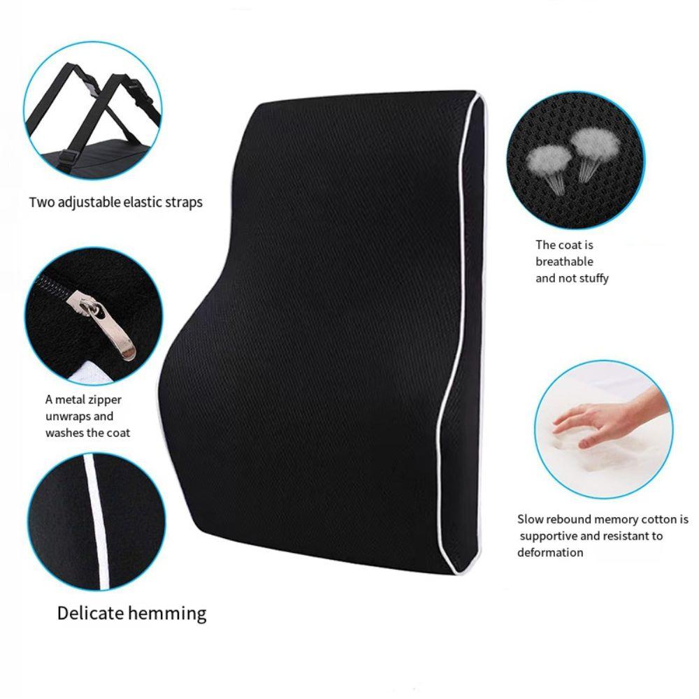 Soft Lumbar Support Pillow Comfortable Car Seat Waist Cushion Memory Cotton Back Cushion  Office