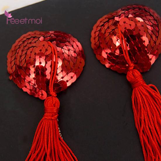 Covers Sequins Shiny Heart Self-Adhesive Invisible Shape Nippleless Stickers Tassels Chest Pads