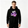 Herren Anime Print Pullover Hoodie, Lässiger Langarm Streetwear Kapuzenpullover mit Gojo Charakter Lila Energie Print