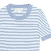 Michael Kors Striped Round Neck Pullover Short Sleeve T-Shirt Women Tops Blue MS260BS5BU424