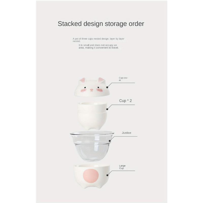 2pcs Tea Sets Company Opening Gift Cut Cartoon Tea Cup Set For Birthday Gift Holiday Gift And Festival Gift 3.74*3.74*2.95inch Food Service Equipment