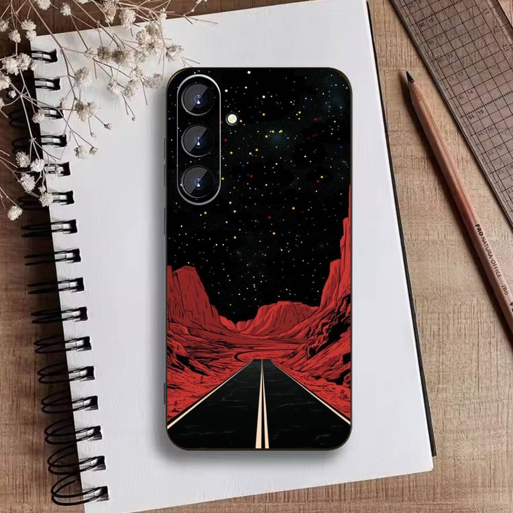 Dark Space Astrology Mountain Phone Case For Samsung Galaxy A73,A21s,A22,A31,A52,A53,A71,A41Soft Black Shell