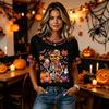 Women's fashion V-neck casual Halloween printed short-sleeved top