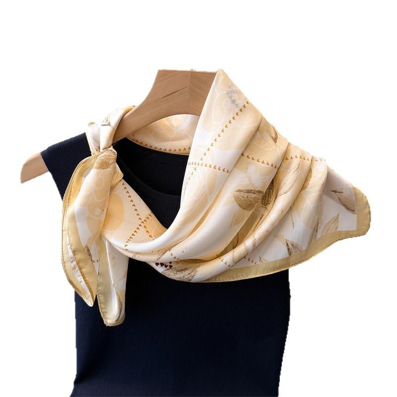 Printed Imitation Silk, Small Fragrant Silk Scarf, Square Scarf, High-End Shawl, Versatile Neck, Small Square Scarf, Headscarf, Women'S Scarf.