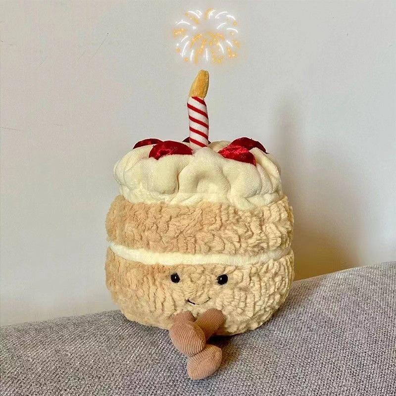 Illuminated Musical Birthday Cake Doll Plush Toy Gift for Girls
