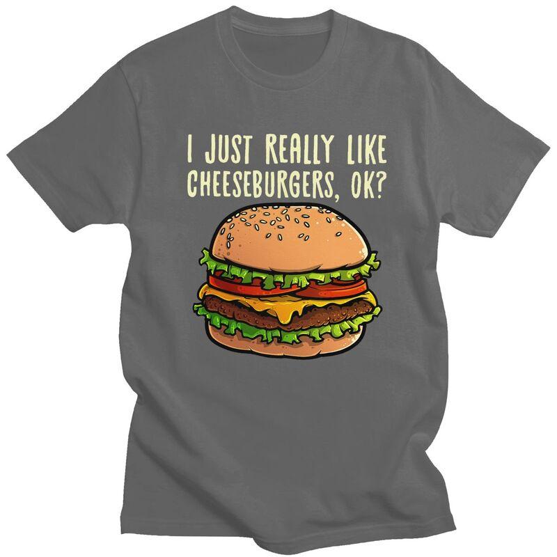 Fashion Funny Cheeseburger Hamburger Design T Shirts Unisex Burger Lover Tshirt Streetwear Casual Tee Loose Oversized Clothes
