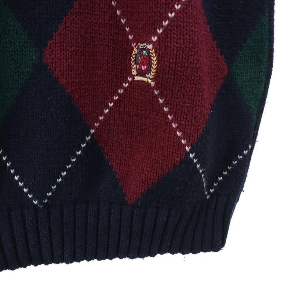 Tommy Hilfiger 90s Old Flag Tag Argyle Pattern Long Sleeve Cotton Knit Sweater Men's Used