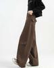 MTUIOY Cargo Casual and Perfect for Spring and Solid Loose Plus Sizes Brown L Women's Wide-Leg Pants, Stylish, Autumn, Color, Fit, - -