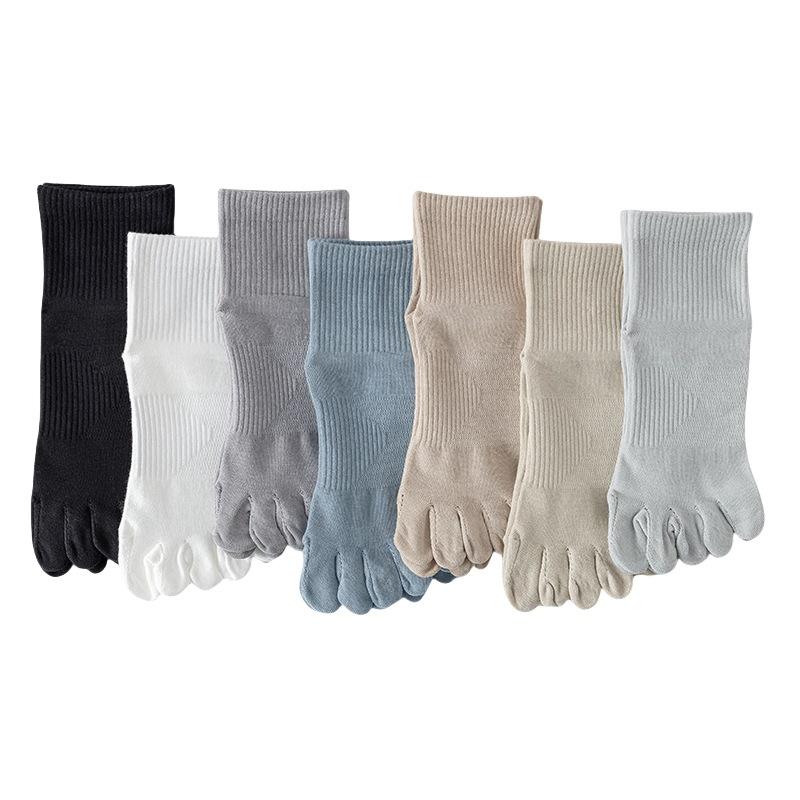Five-fingered Socks for Men, Summer Thin Cotton Socks, Sweat-absorbing and Breathable, Boneless Sports Mid-calf Socks, Toe-separating Short Socks