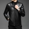 Men's Stand Collar Leather Jacket Autumn and Winter New Velvet Men's Leather Jacket PU Middle-aged Leather Jacket Men's Clothing