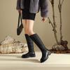 Krazing Pot PU Down Boots Cold-resistant Winter Shoes Med Heels Size 44 Super Size Snow Boots Zipper Round Toe Keep Warm Thigh High Boots