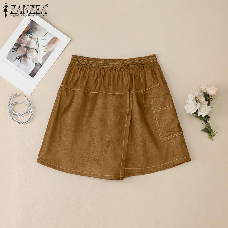 ZANZEA Women Casual Elastic Waist Loose Summer Shorts