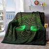 2026 New Arrivals Celtic Life Tree Flannel Blanket Green And Black Intricate Knotwork Design, Fabric, All-Season Use, Perfect for Bed, Sofa, Camping,