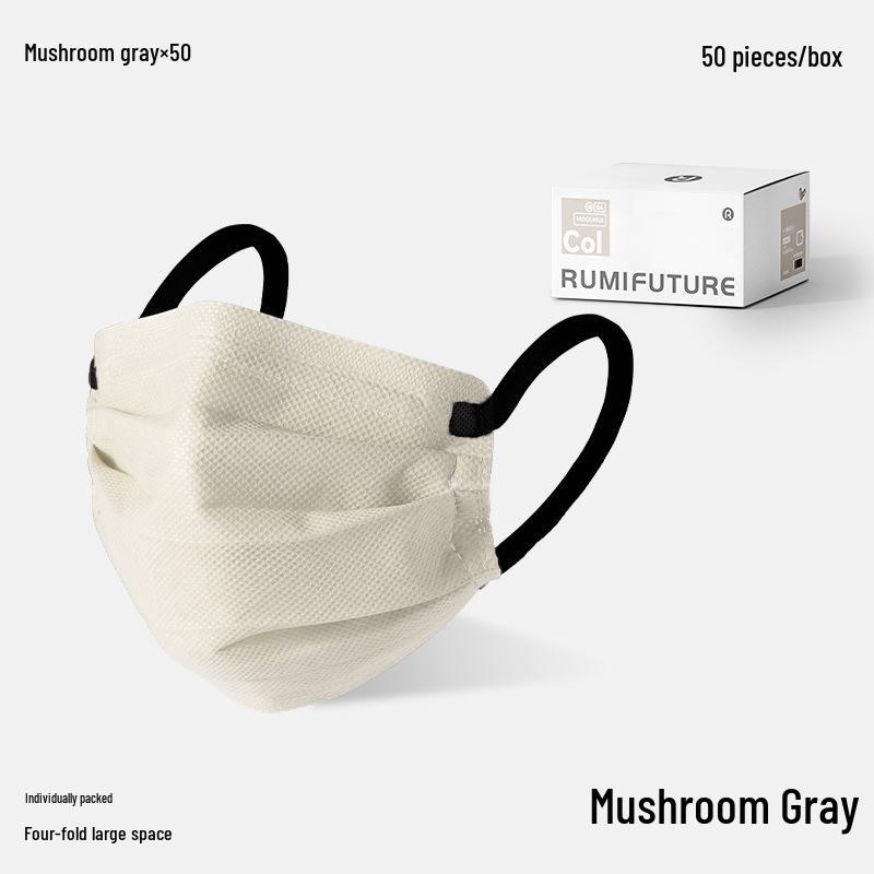 Runmi Bio Black Disposable Adult Mask with Four-Fold Design and Enhanced Crepe Earloops. 50 pieces per box