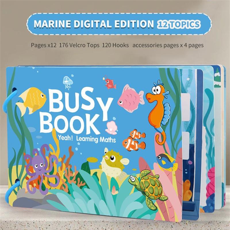 Toddler Busy Book With Velcro, Montessori Busy Book With Sticker, Early Learning Quiet Book For 1-3 Year Olds, Educational Toy