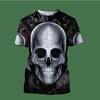 Skull Pattern Print Short Sleeve Men's T-Shirt Summer O-Neck 3D Digital Printing Fashion Men's Clothing