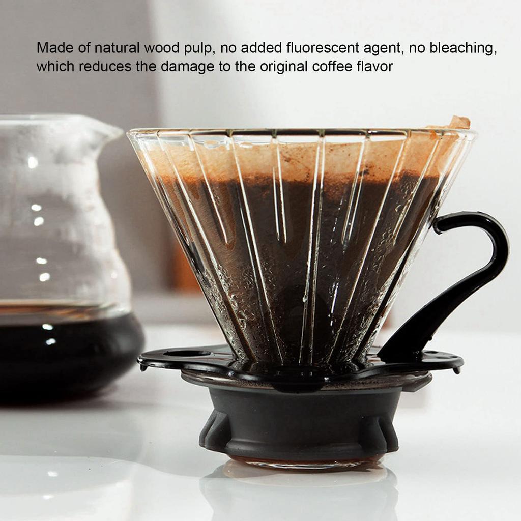 V60 Paper Coffee Filters, 100 Sheets, Disposable Coffee Drip Paper, Natural Wood Pulp Coffee Strainer Paper, for 2-4 Cups [V]