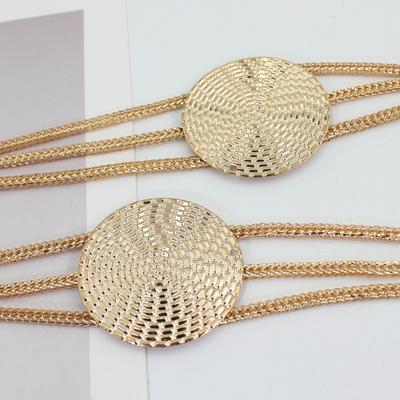 Elegant Round Metal Belt For Women Retro Gold Chain Dress Long Belts Adjustable