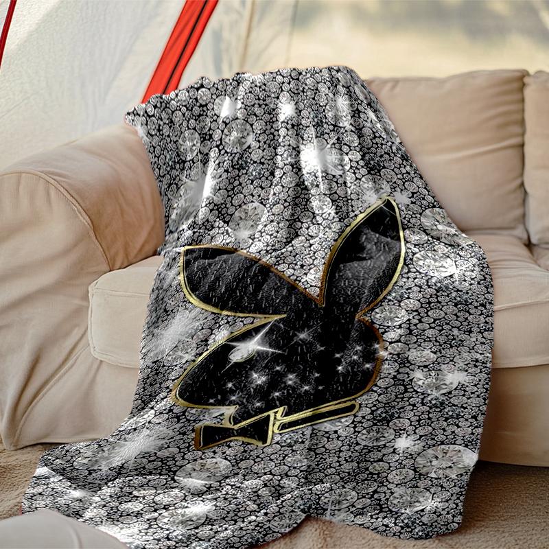1 Stück PlayBoy Decke, Heimbedruckte Überwurfdecke - Weiche Decke Geschenk für Familie, Waschbare Sofa-Bett-Decke