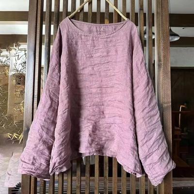 Women Vintage T-Shirts O-Neck Long Sleeve Solid Color Spring Tees Casual Loose Women Soft T-Shirts