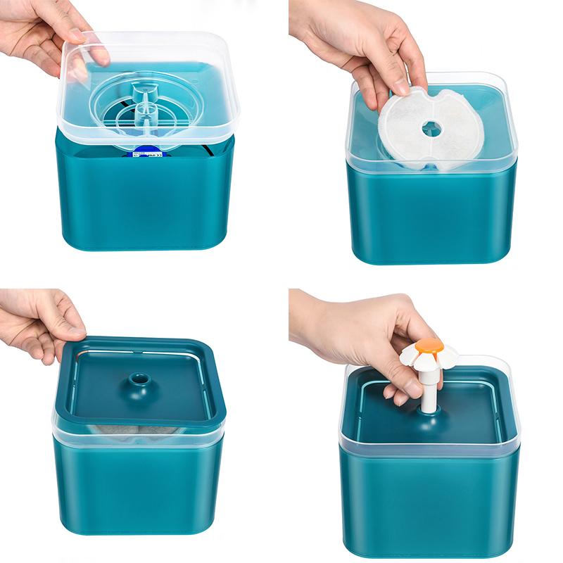 2L Automatyczna Fontanna Wodna dla Kotów i Psów z Oświetleniem LED USB Dozownik Wody dla Zwierząt Domowych z Recyrkulacją i Filtracją do Karmnika dla Zwierząt