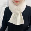 Faux Rabbit Fur Woolen Cross Muffler Korean Style Fluffy Knitting Neck Shawlrf  Female