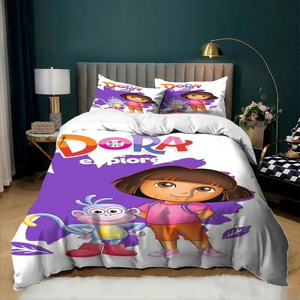 Cartoon Cute D-Dora Bedding Set 3Pcs Anime Duvet Cover Set 3D Digital Print For Girls Kids Boy Girl Bed Home Textile