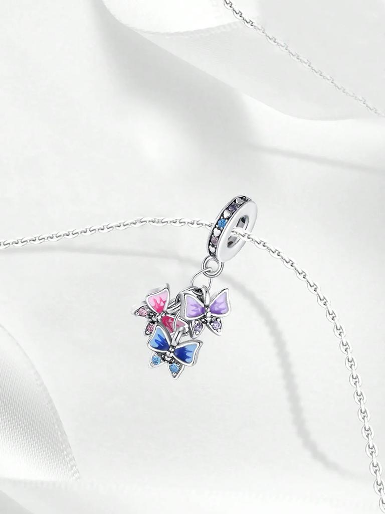 Charms Plata Colorful Butterflies Beads Charm Copper Plated Fit Charms Copperoriginal Bracelet For Jewelry Making Diy Charm