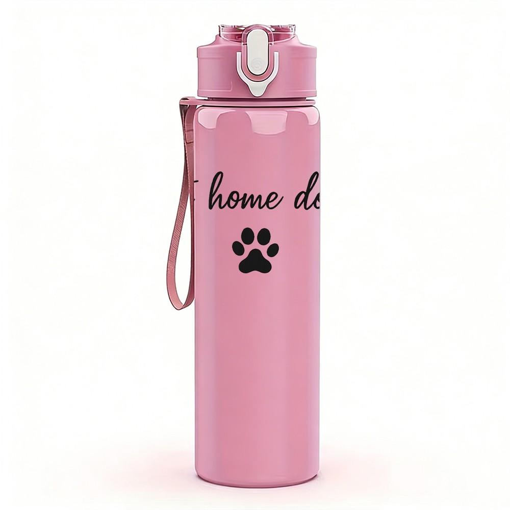 1PC Stay At Home Dog Mom Text 750ml Color Plastic Sports Water Bottle Leakproof Flip Straw Lid Suitable for Sports Office Home Use