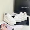 Platform white shoes women's leather spring and autumn new versatile breathable height-increasing muffin sneakers small man