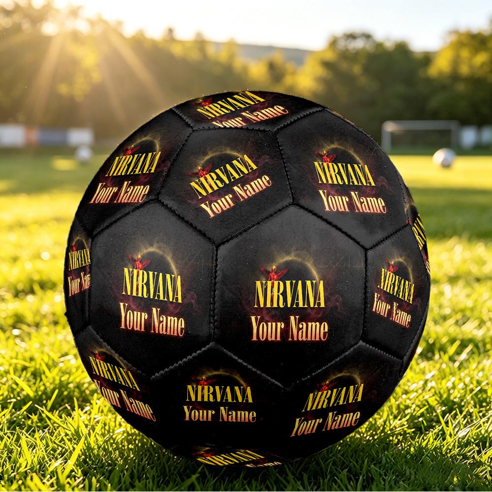 Nirvana Size 5 Football, Custom Name Text Personalized Soccer Ball Sport Training Gift