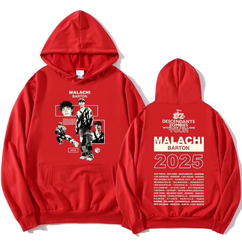 Zzombies Worlds Collide Tour 2025 Hoodies Malachi Barton Actor Graphic Sweatshirts Fashion Long Sleeve Hooded Pullovers Printed