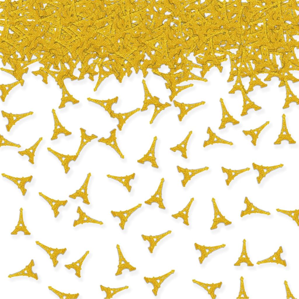 100pcs Eiffel Tower Confetti, Gold Glitter Paris Party Table Confetti, Paris French Theme Party Paper Scatters, Baby Shower/Bridal Shower Party Table