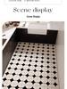 Nordic Style Waterproof Oil-Proof Leather Kitchen Rug - Full Coverage, Easy-Clean, Rectangular Patterned Mat