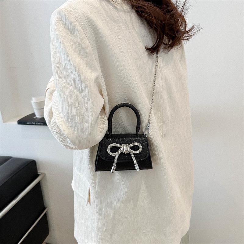 2024 French Chic Mini Textured Bow Crossbody Bag for Women