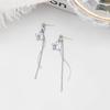 925 Silver Crystal Butterfly Chain Tassel Earrings