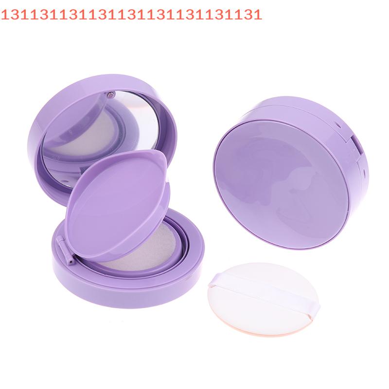 BB Cream Container Sponge Makeup Case - Beauty Cosmetic Use Purple Air Cushion Foundation DIY Kit with Empty Puff Mirror