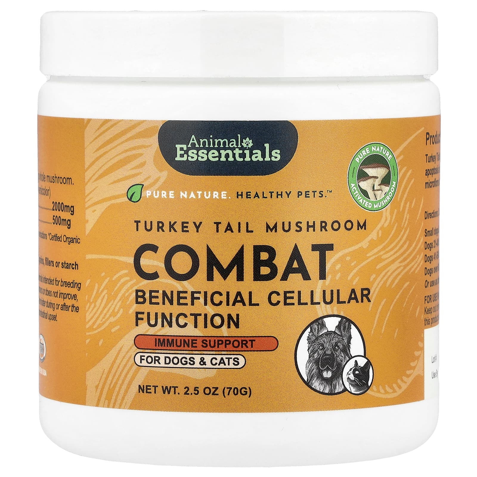 

Animal Essentials, Боевой гриб облако, для собак и кошек, 70г (2.5oz)