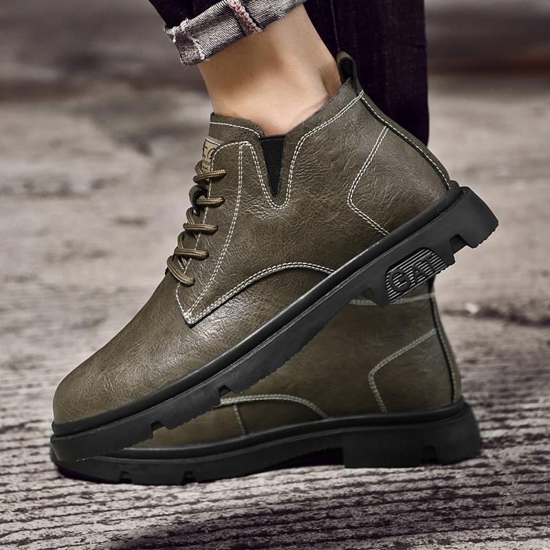 Genuine Leather Man Oxford Shoes Autumn Winter Men Ankle Boots Warm Fur Plus Retro Boots Mens Comfy Leisure Vintage Style Boots