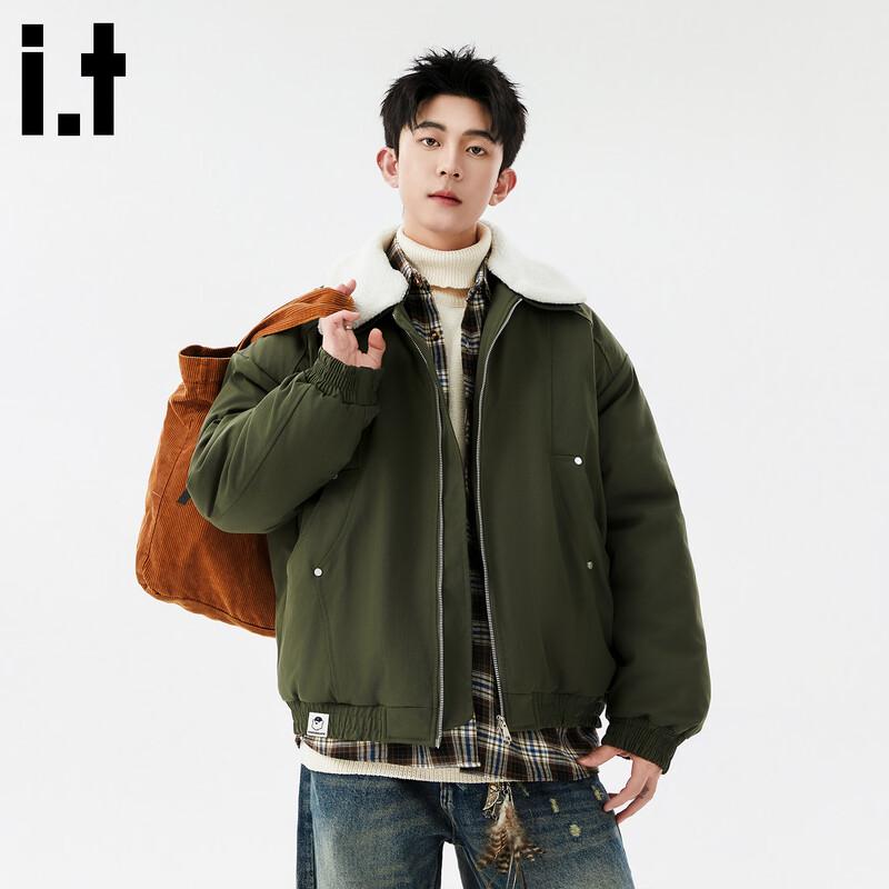 :CHOCOOLATEit Men s American Retro Lamb Wool Collar Winter Cotton Jacket 2XL