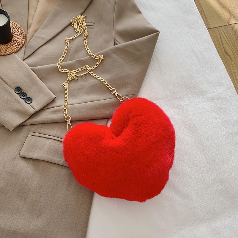 Womens Contemporary Fur Bag Stylish Soft Plush Purse With Chain Ideal For Everyday Use