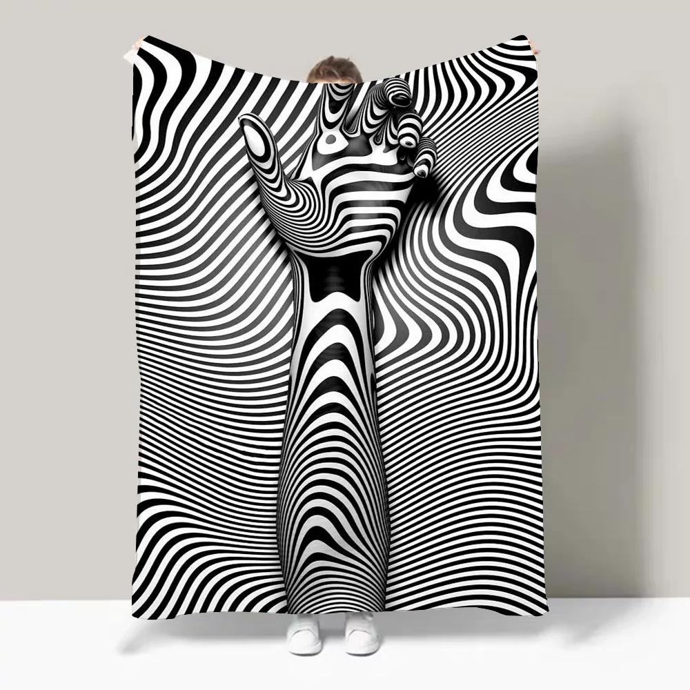 D Colorful Zebra Stripe Throw Blanket Lightweight Design For Dorms Living Room Office Sofa Allseason Use