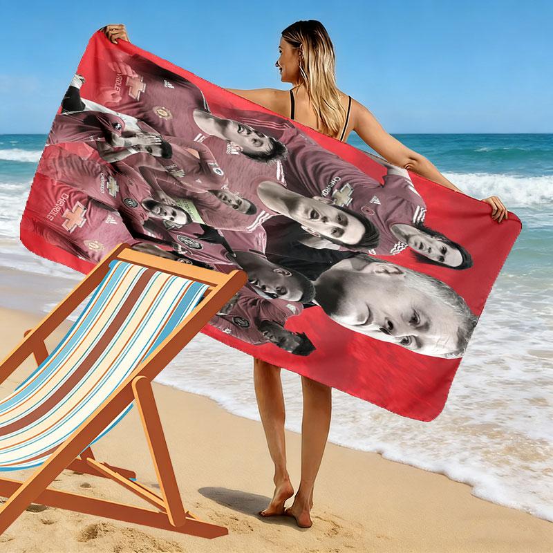 Retro MUFC Canvas Print Beach Towel, Large Soft Quick Dry Towel for Beach Camping Swimming