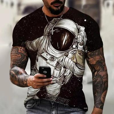 T-shirt męski Druk 3D Koszula męska Ekskluzywny projekt Kosmiczny wszechświat Astronauta Luźna, ponadgabarytowa osobowość 6XL
