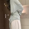 Summer Blouse Slope Collar Long Sleeve Lace-up Waist Sun Protection Cover-Up Soft Stretchy Outdoor