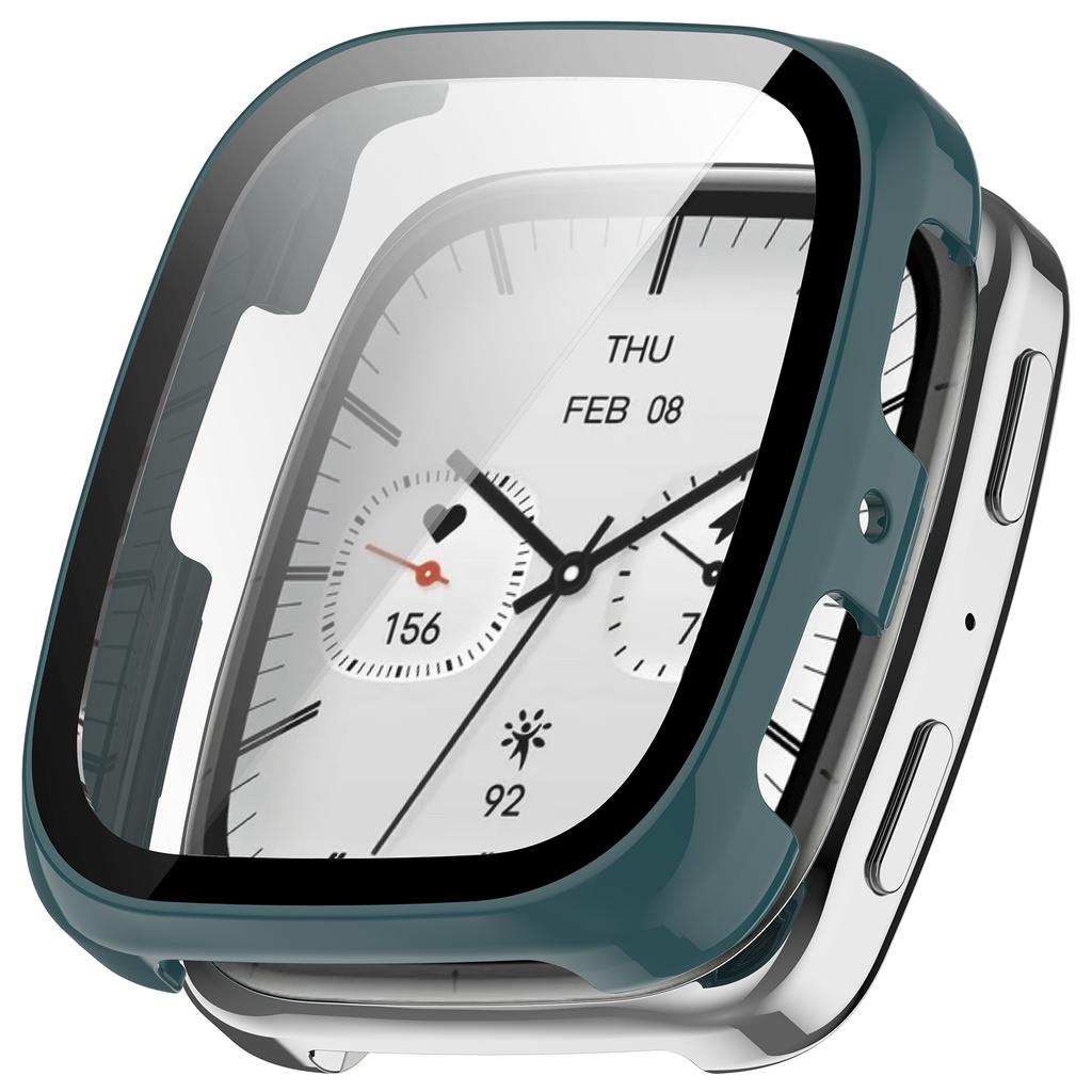 Fullt beskyttende glassdeksel for Huami Amazfit Active 2 firkantet smartklokke skjermbeskytter deksler deksel skall og herdet glassfilm