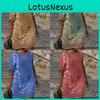 Ethnic Style Floral Print Vneck Dress With Loose Fit For Spring Summer Fashion