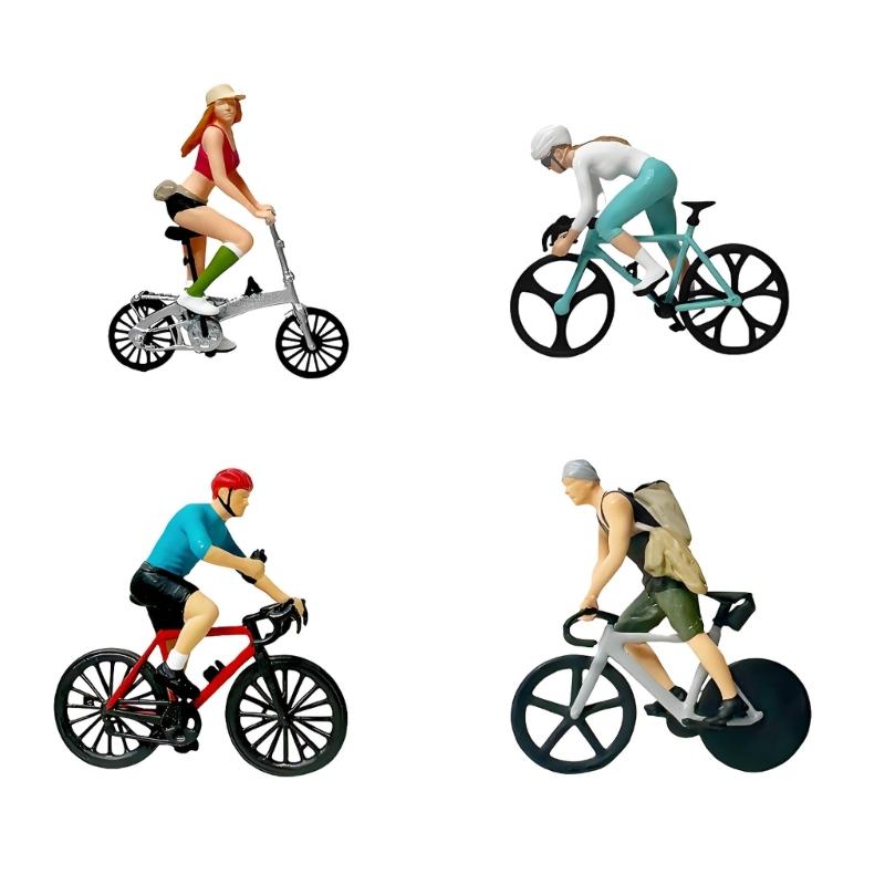 1:87 Scale Cycling Figure Miniature Dioramas Model Resin Bicycles Riders Statue For Home Decors And Collection Ornament